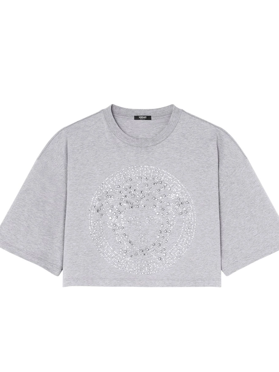 Medusa Versace Women Crystal cropped T-shirt 0503